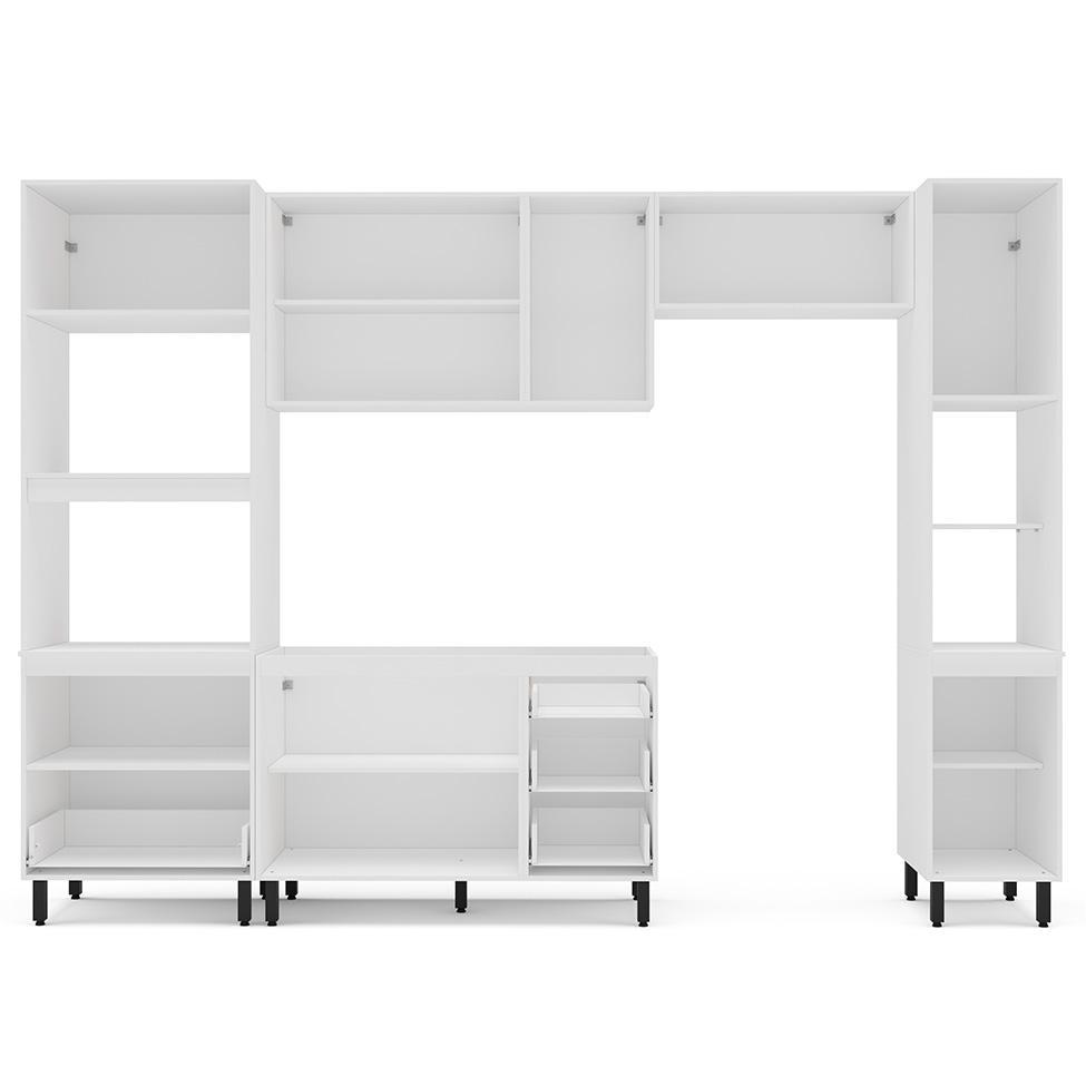 Cozinha Compacta Sem Tampo com Paneleiro Amara 10 Portas 4 Gavetas Creme e  Branca - 7