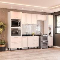 Cozinha Compacta Sem Tampo com Paneleiro Amara 10 Portas 4 Gavetas Creme e  Branca - 1