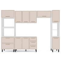 Cozinha Compacta Sem Tampo com Paneleiro Amara 10 Portas 4 Gavetas Creme e  Branca - 5