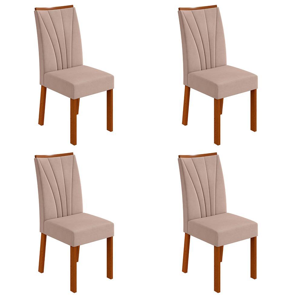 Conjunto com 4 Cadeiras Apogeu Suede Creme e Frassino - 1