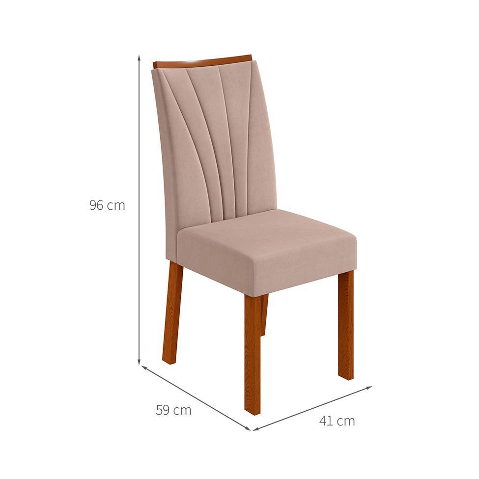 Conjunto com 4 Cadeiras Apogeu Suede Creme e Frassino - 3