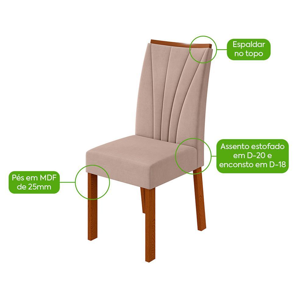 Conjunto com 4 Cadeiras Apogeu Suede Creme e Frassino - 4