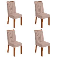 Conjunto com 4 Cadeiras Apogeu Suede Creme e Frassino - 1