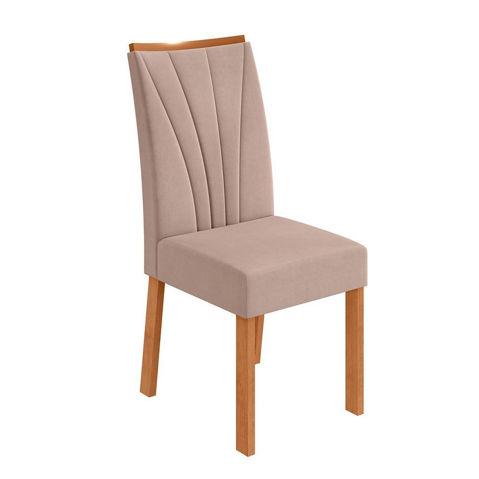 Conjunto com 4 Cadeiras Apogeu Suede Creme e Amêndoa - 2