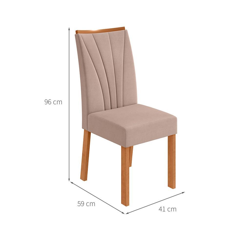 Conjunto com 4 Cadeiras Apogeu Suede Creme e Amêndoa - 3