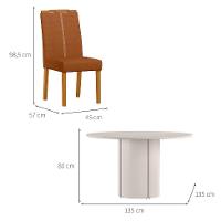 Conjunto de Mesa Redonda com Tampo de Vidro Off White e 6 Cadeiras Serena Poliéster Terracota e Ypê - 3