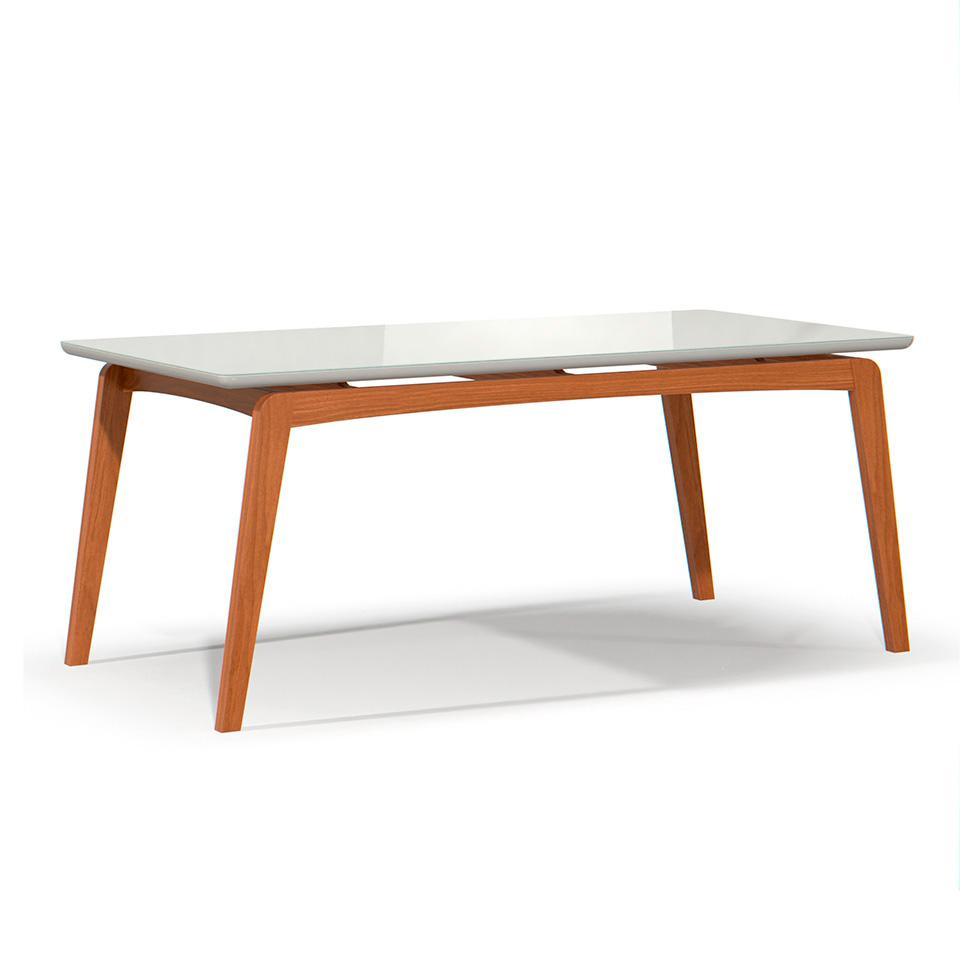 Conjunto de Mesa Retangular com Tampo de Vidro Off White e 6 Cadeiras Detroit Linho Areia e Nature - 2