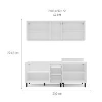 Cozinha Compacta Sem Tampo Amara 9 Portas 3 Gavetas Azul e Branca - 3