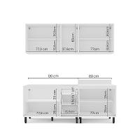 Cozinha Compacta Sem Tampo Amara 9 Portas 3 Gavetas Azul e Branca
