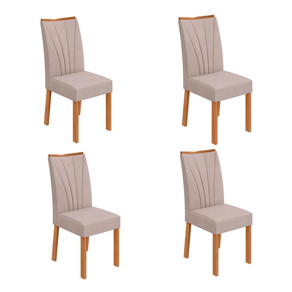 Conjunto com 4 Cadeiras Apogeu Bouclé Bege e Amêndoa - 1