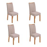 Conjunto com 4 Cadeiras Apogeu Bouclé Bege e Amêndoa - 1