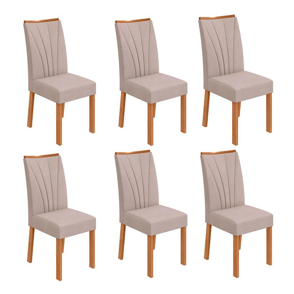 Conjunto com 6 Cadeiras Apogeu Bouclé Bege e Amêndoa - 1