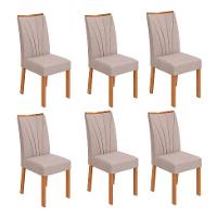 Conjunto com 6 Cadeiras Apogeu Bouclé Bege e Amêndoa - 1