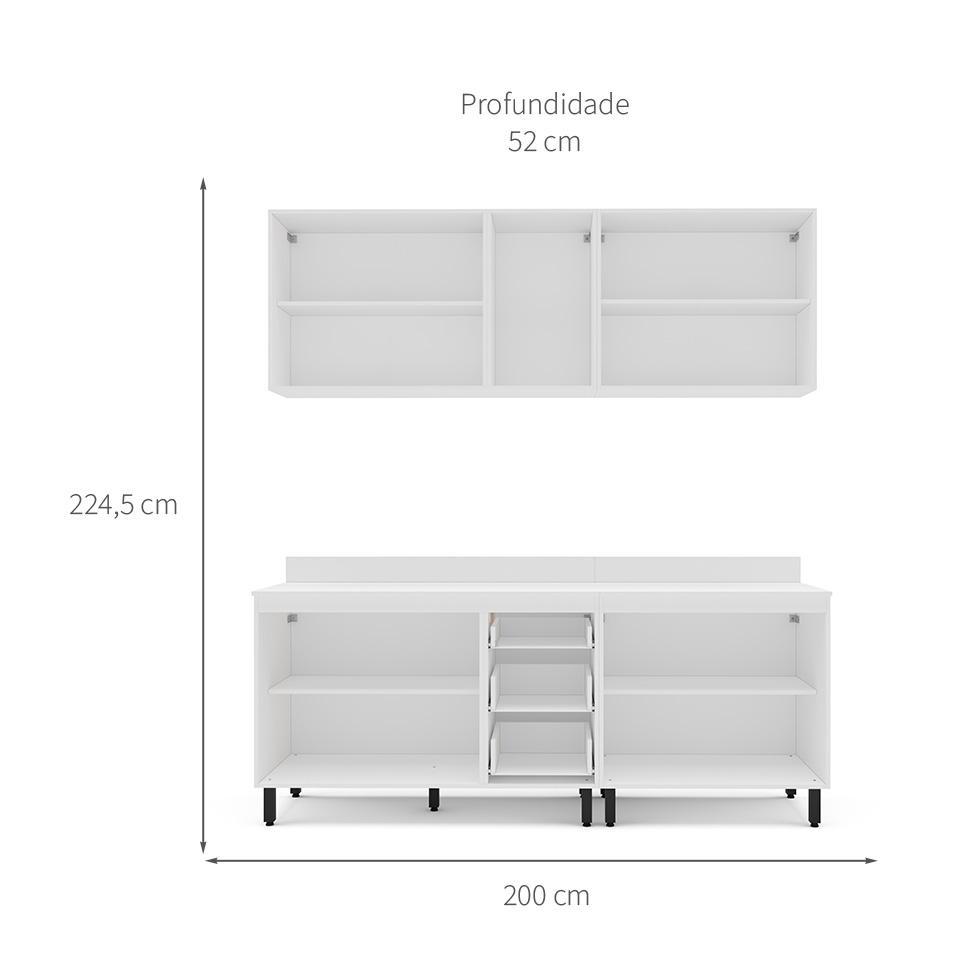 Cozinha Completa com Tampo Amara 9 Portas 3 Gavetas Branca - 3