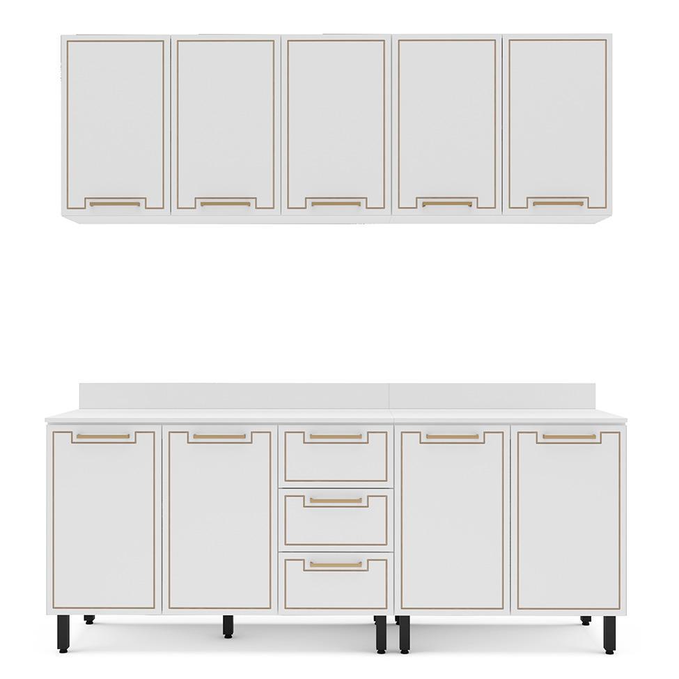 Cozinha Completa com Tampo Amara 9 Portas 3 Gavetas Branca - 5