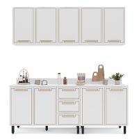 Cozinha Completa com Tampo Amara 9 Portas 3 Gavetas Branca - 6