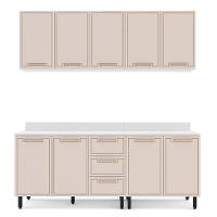 Cozinha Completa com Tampo Amara 9 Portas 3 Gavetas Creme e Branca - 5