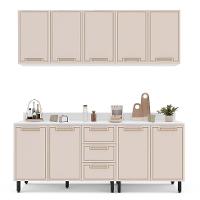 Cozinha Completa com Tampo Amara 9 Portas 3 Gavetas Creme e Branca - 6