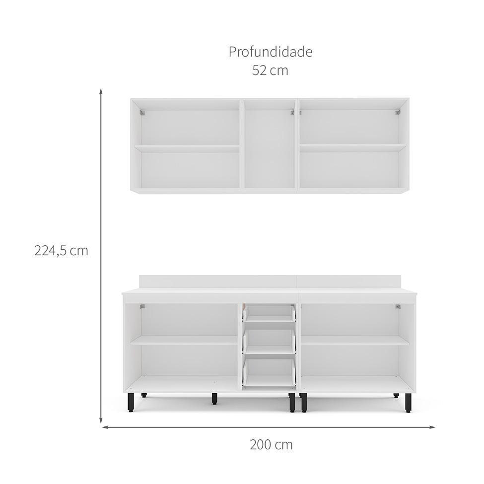 Cozinha Completa com Tampo Amara 9 Portas 3 Gavetas Verde e Branca - 3