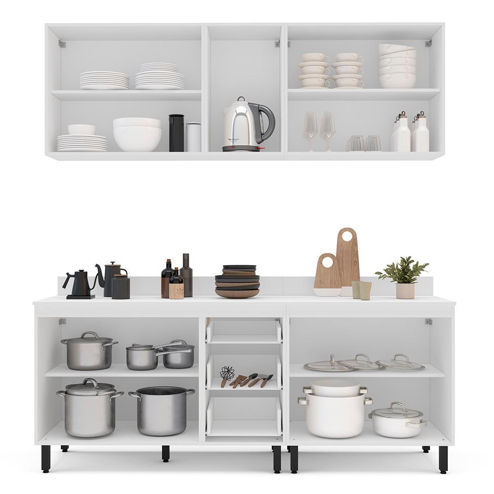 Cozinha Completa com Tampo Amara 9 Portas 3 Gavetas Verde e Branca - 8