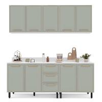 Cozinha Completa com Tampo Amara 9 Portas 3 Gavetas Verde e Branca - 6