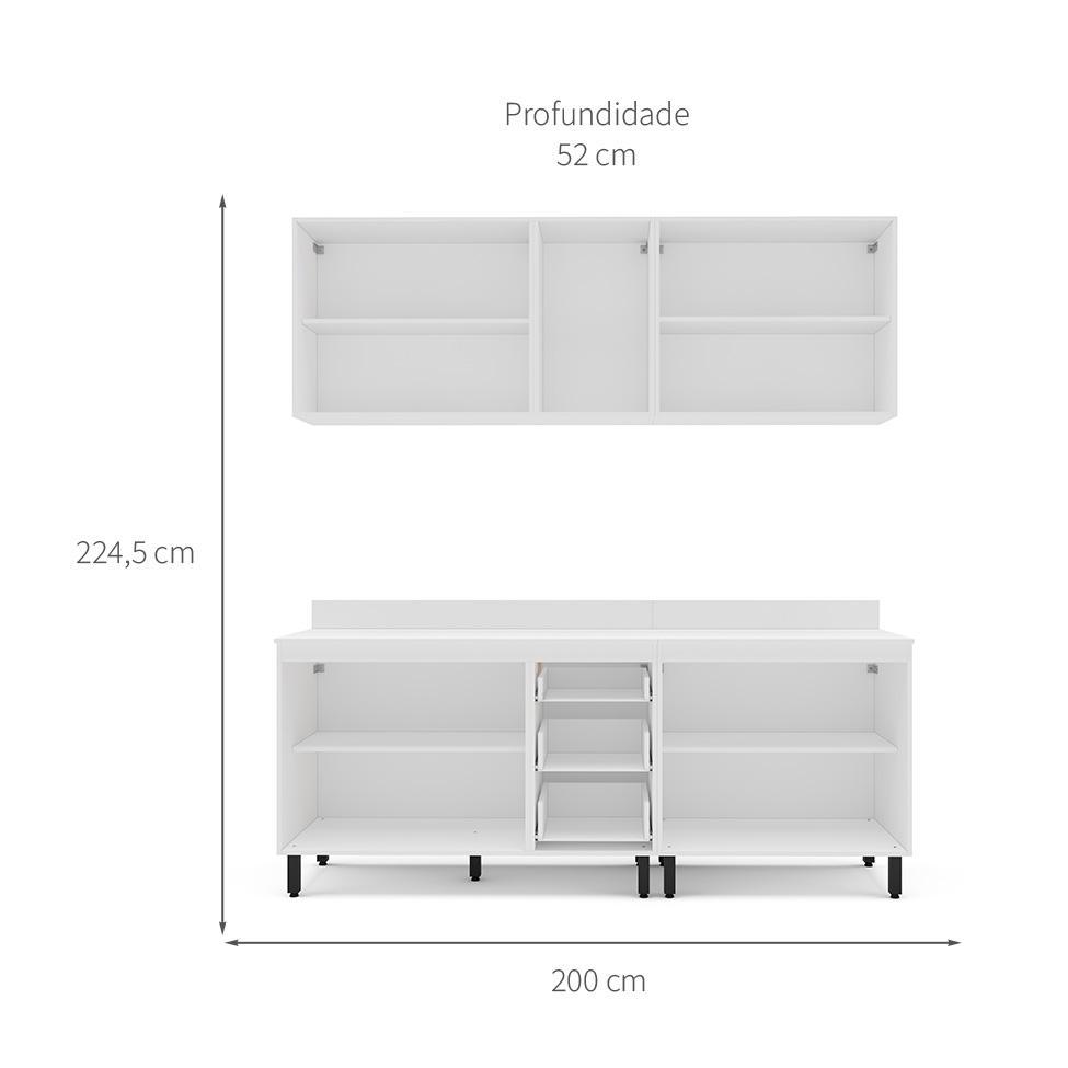 Cozinha Completa com Tampo Amara 9 Portas 3 Gavetas Azul e Branca - 3