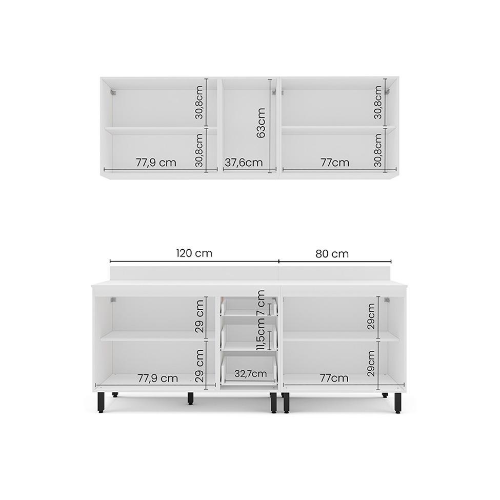 Cozinha Completa com Tampo Amara 9 Portas 3 Gavetas Azul e Branca - 4