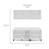 Cozinha Completa com Tampo Amara 9 Portas 3 Gavetas Azul e Branca - 3