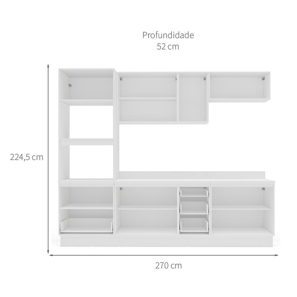 Cozinha Completa com Tampo e Rodapé Meena 10 Portas 4 Gavetas Branca - 3