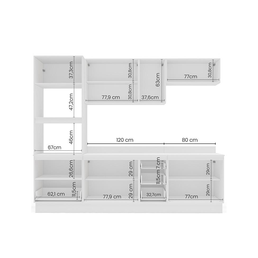 Cozinha Completa com Tampo e Rodapé Meena 10 Portas 4 Gavetas Branca - 4