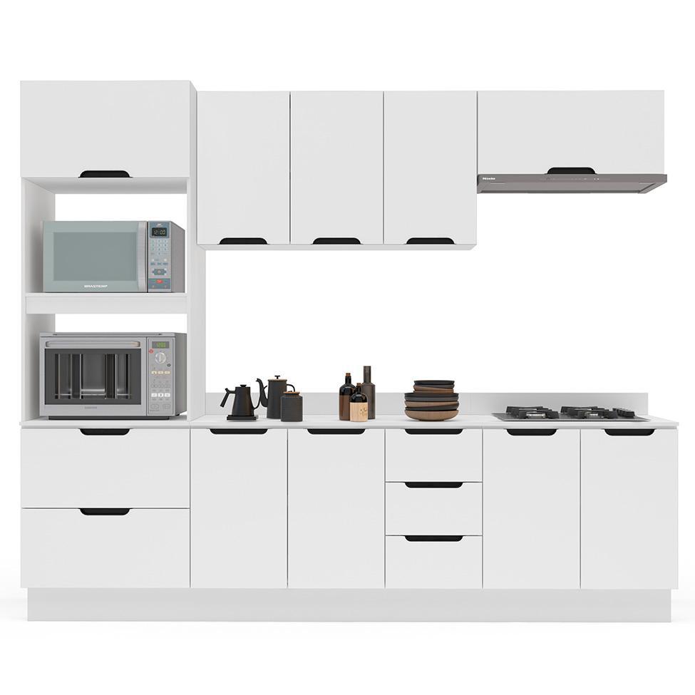 Cozinha Completa com Tampo e Rodapé Meena 10 Portas 4 Gavetas Branca - 6