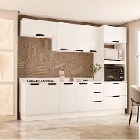 Cozinha Completa com Tampo e Rodapé Meena 10 Portas 4 Gavetas Branca - 1