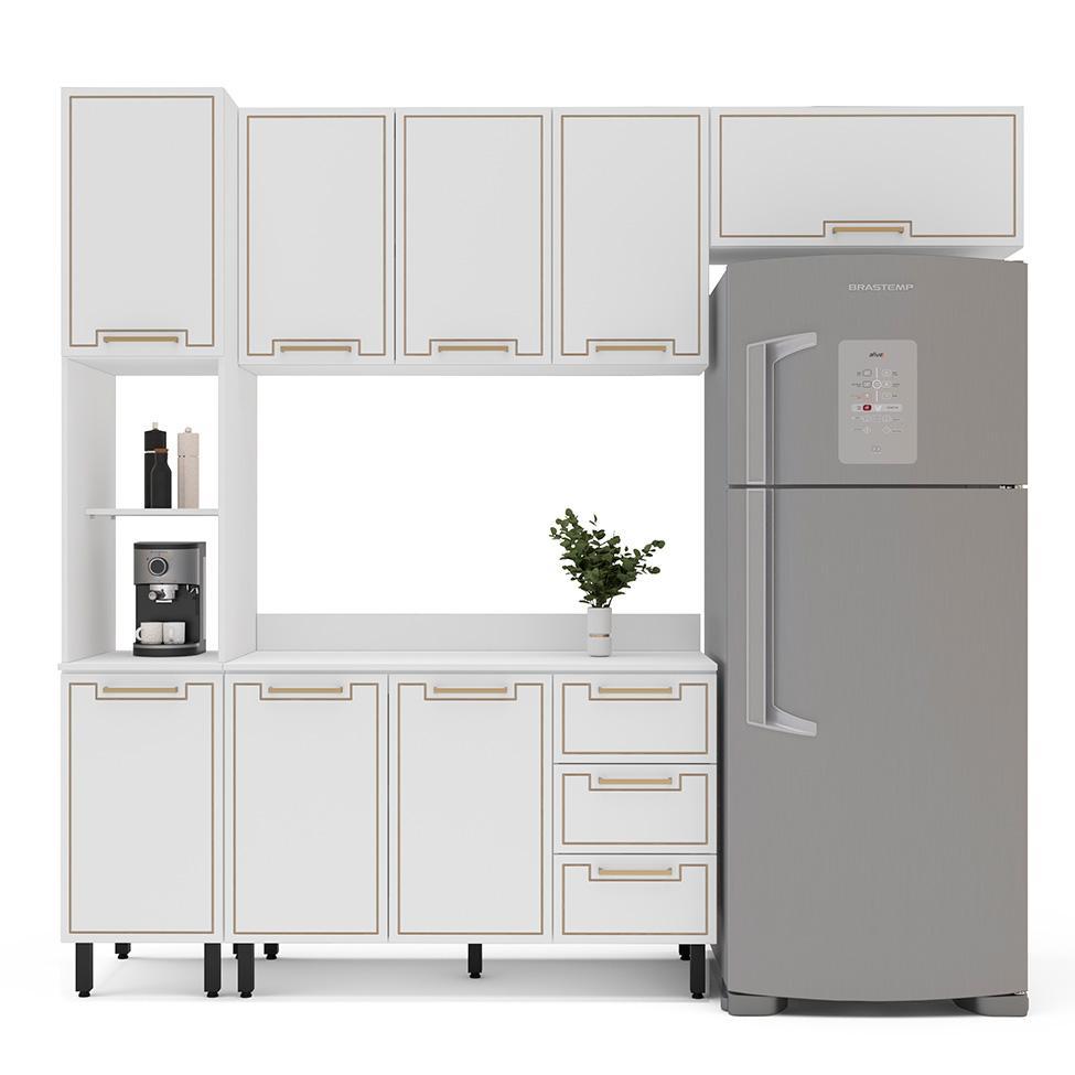 Cozinha Completa com Tampo Amara 8 Portas 3 Gavetas Branca - 6