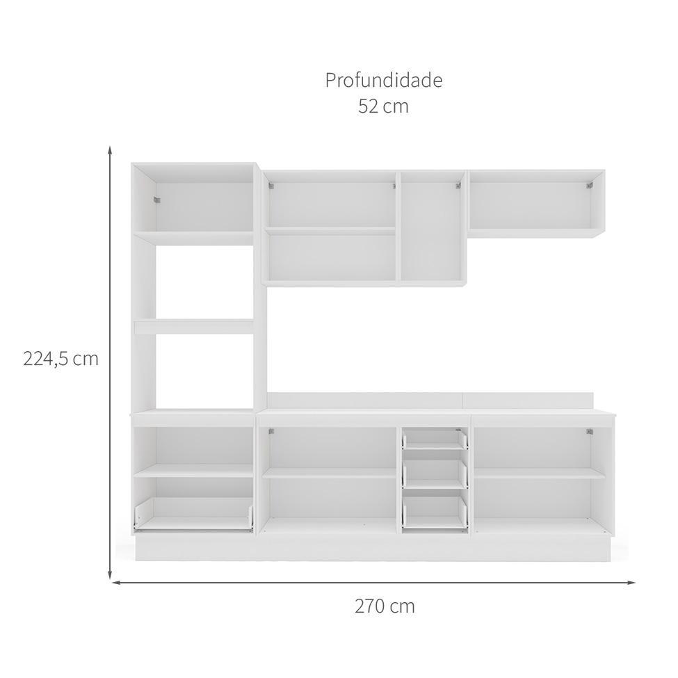 Cozinha Completa com Tampo e Rodapé Meena 10 Portas 4 Gavetas Azul e Branca - 3