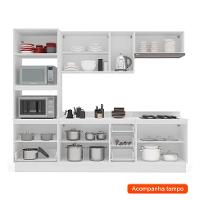 Cozinha Completa com Tampo e Rodapé Meena 10 Portas 4 Gavetas Azul e Branca - 2
