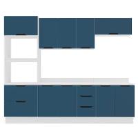 Cozinha Completa com Tampo e Rodapé Meena 10 Portas 4 Gavetas Azul e Branca - 5