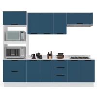 Cozinha Completa com Tampo e Rodapé Meena 10 Portas 4 Gavetas Azul e Branca - 6