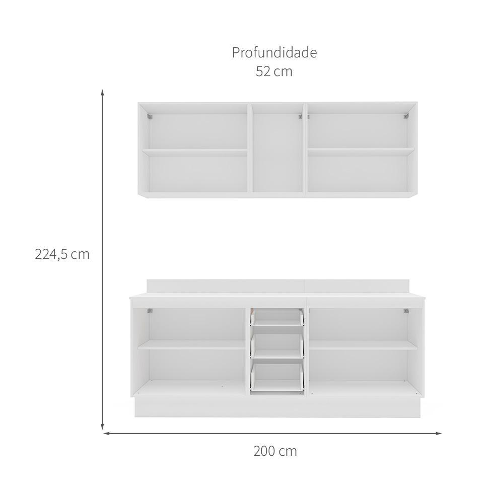 Cozinha Completa com Tampo e Rodapé Amara 9 Portas 3 Gavetas Verde e Branca - 3