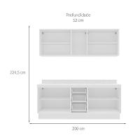 Cozinha Completa com Tampo e Rodapé Amara 9 Portas 3 Gavetas Verde e Branca - 3