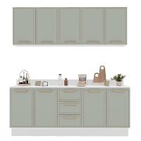 Cozinha Completa com Tampo e Rodapé Amara 9 Portas 3 Gavetas Verde e Branca - 6