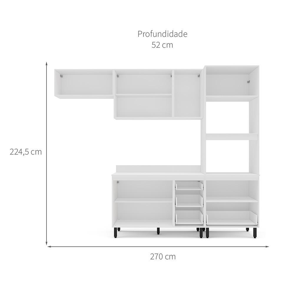 Cozinha Completa com Tampo Amara 8 Portas 4 Gavetas Azul e Branca - 3