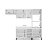 Cozinha Completa com Tampo Amara 8 Portas 4 Gavetas Azul e Branca