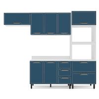 Cozinha Completa com Tampo Amara 8 Portas 4 Gavetas Azul e Branca - 5