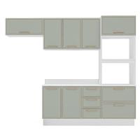 Cozinha Completa com Tampo e Rodapé Amara 8 Portas 4 Gavetas Verde e Branca - 5