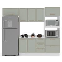 Cozinha Completa com Tampo e Rodapé Amara 8 Portas 4 Gavetas Verde e Branca - 6