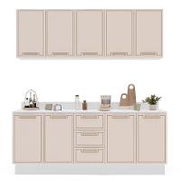 Cozinha Completa com Tampo e Rodapé Amara 9 Portas 3 Gavetas Creme e Branca - 6