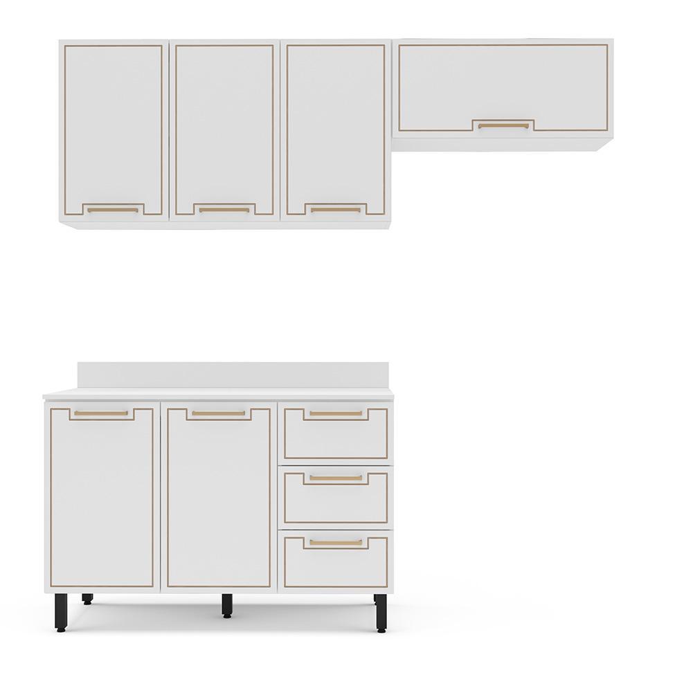 Cozinha Completa com Tampo Amara 6 Portas 3 Gavetas Branca - 5