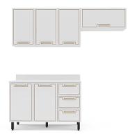 Cozinha Completa com Tampo Amara 6 Portas 3 Gavetas Branca - 5