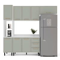 Cozinha Completa com Tampo Amara 8 Portas 3 Gavetas Verde e Branca - 6