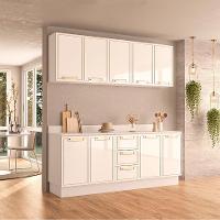 Cozinha Completa com Tampo e Rodapé Amara 9 Portas 3 Gavetas Branca - 1